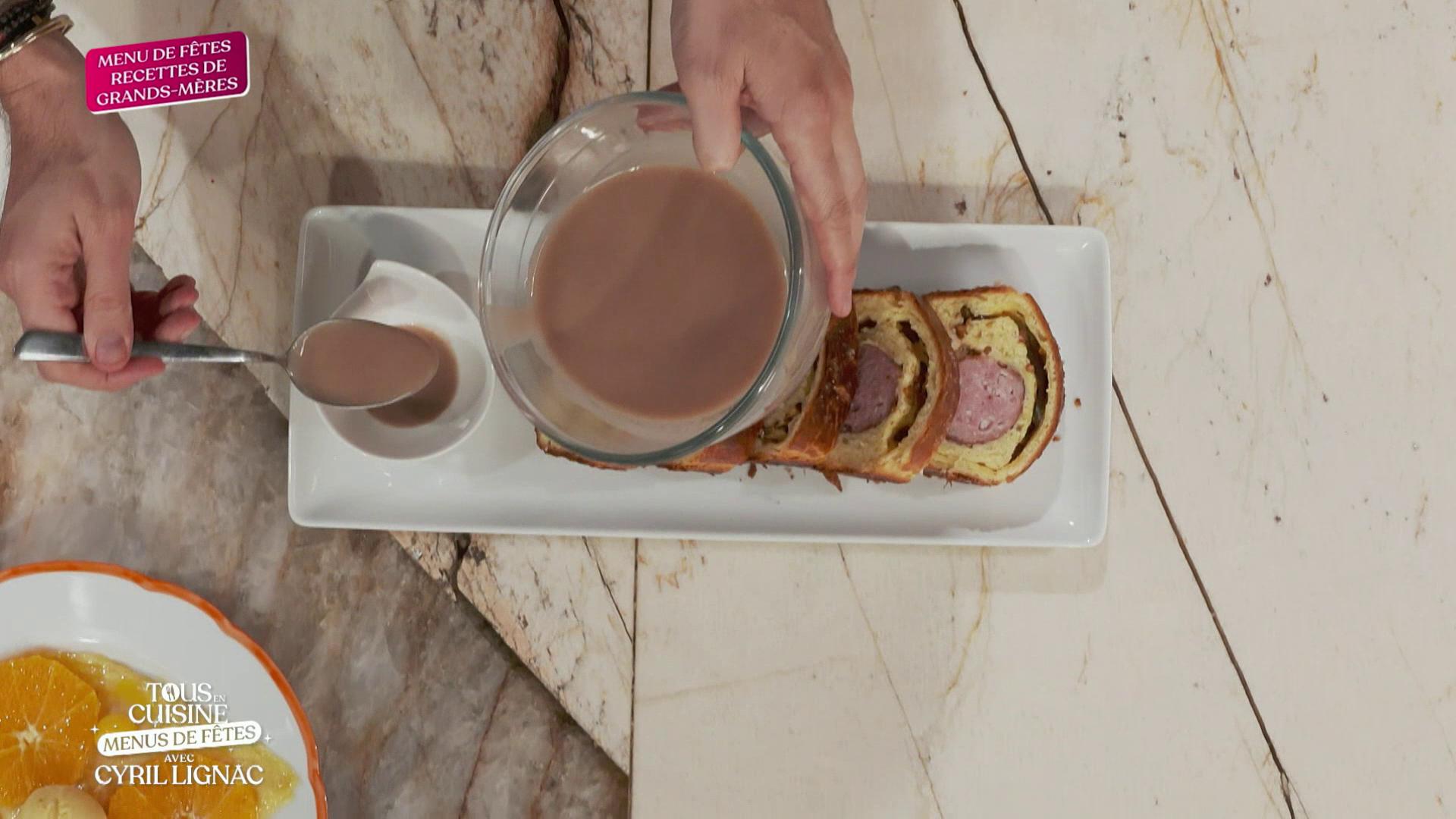 Saucisson en brioche aux pistaches et crêpes Suzette