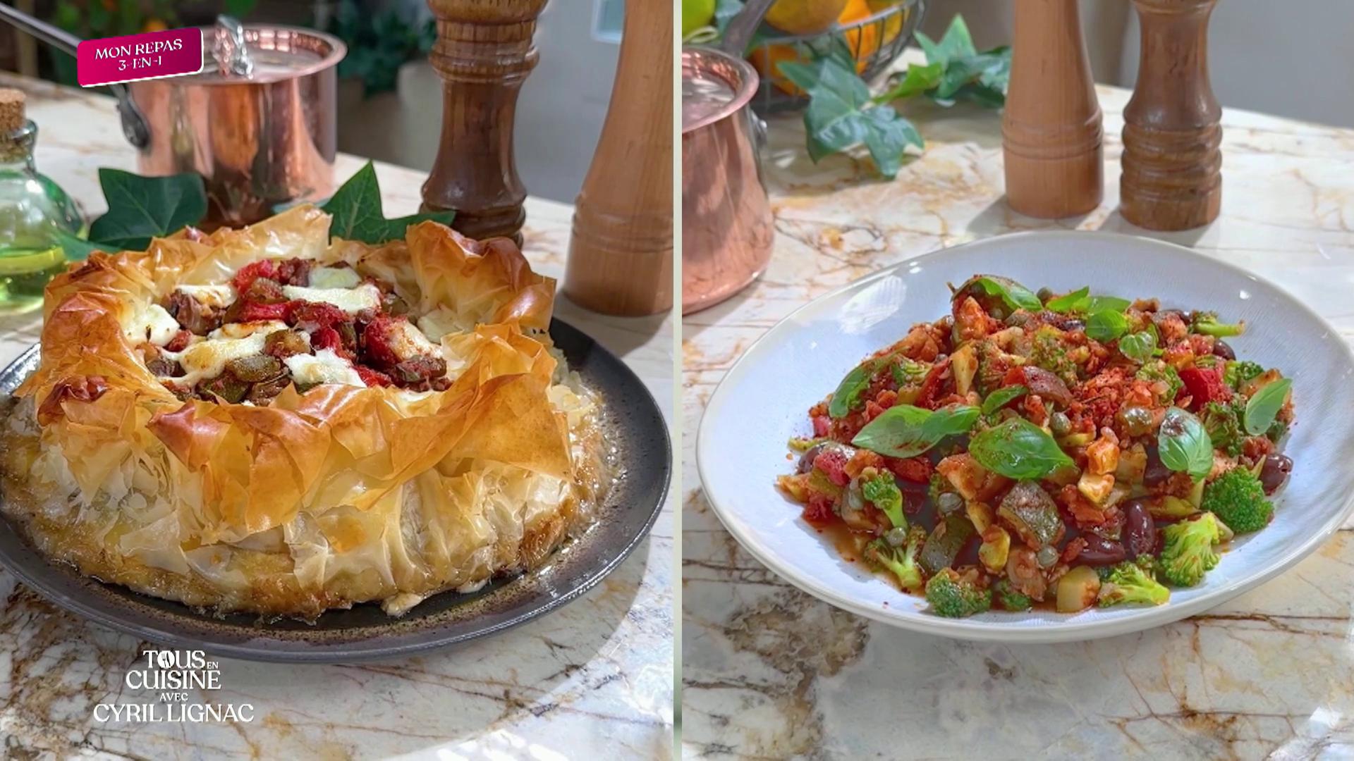 Ratatouille et gâteau roulé