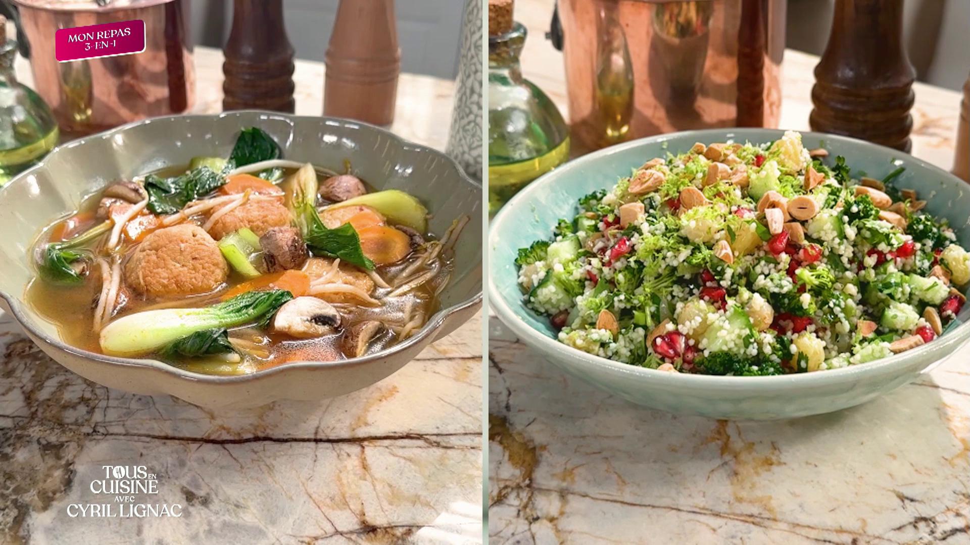 Salade de haricots verts et couscous de légumes