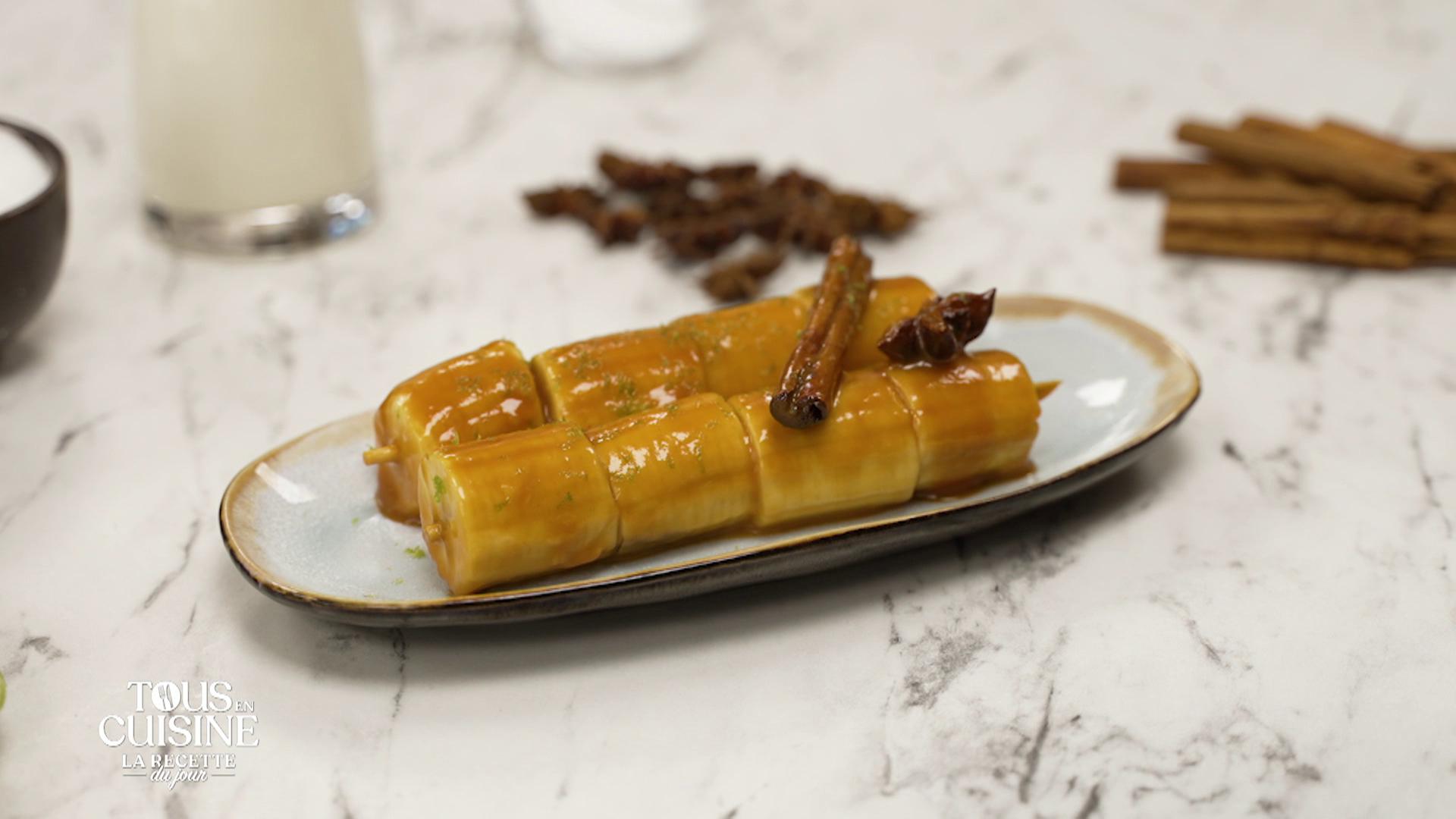Brochettes de bananes caramélisées aux épices douces