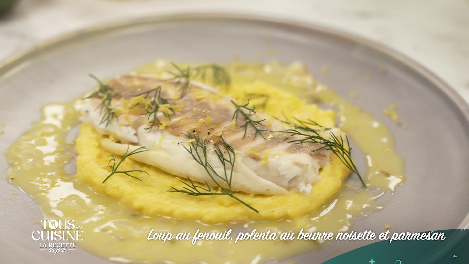 Loup au fenouil, polenta au beurre noisette et parmesan