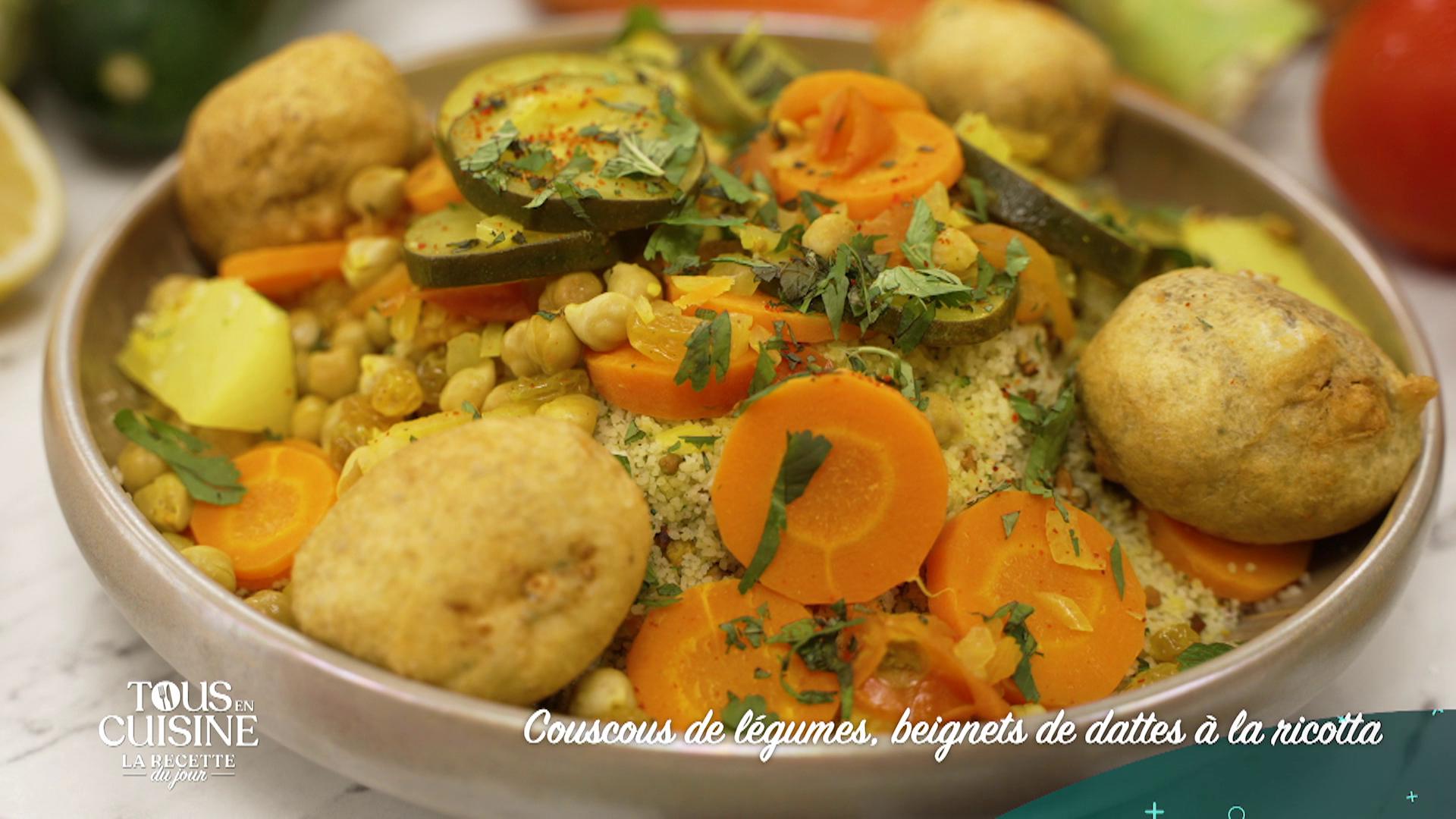 Couscous de légumes, beignets de dattes à la ricotta
