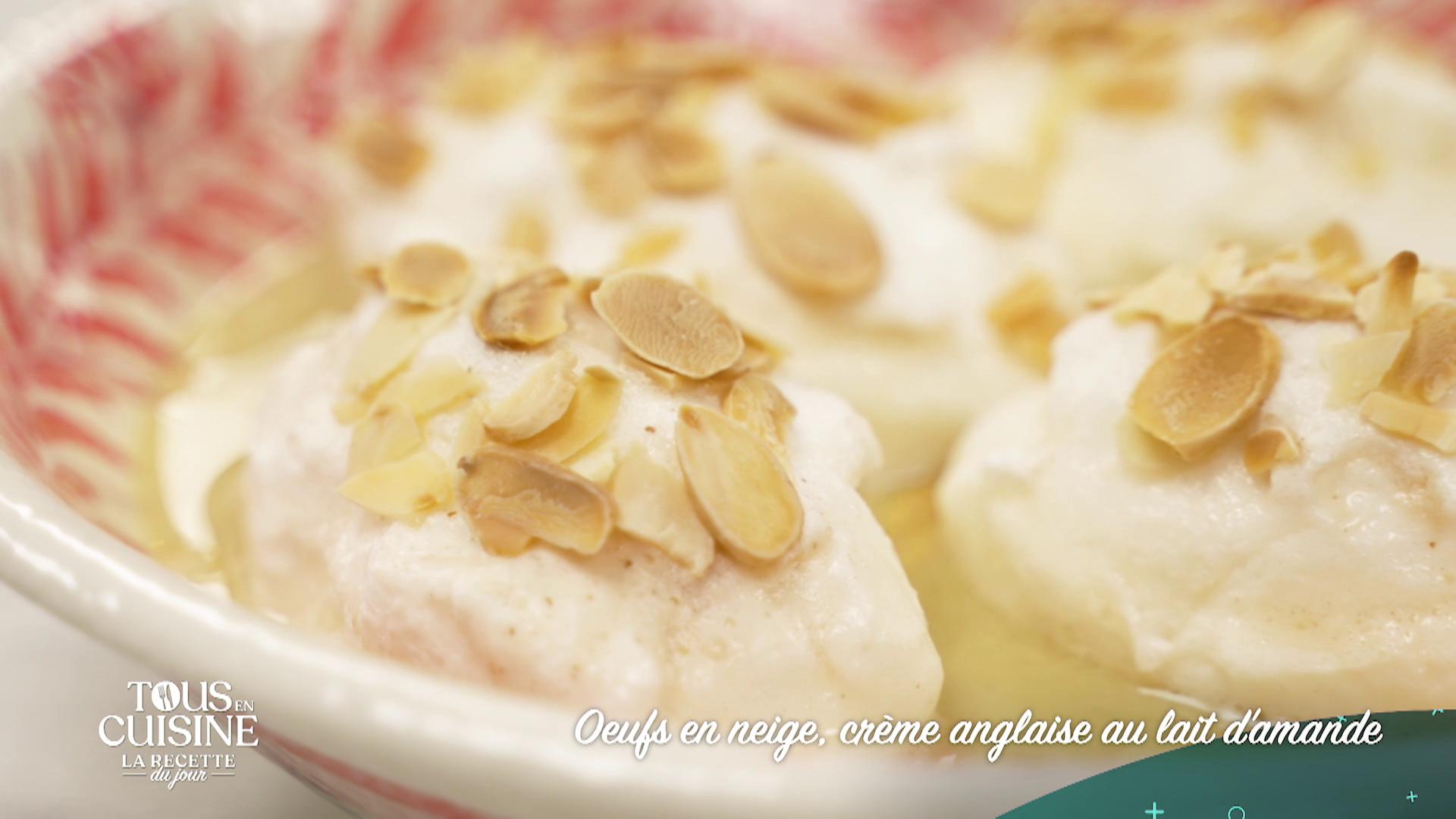 Œufs en neige,  crème anglaise au lait d'amande