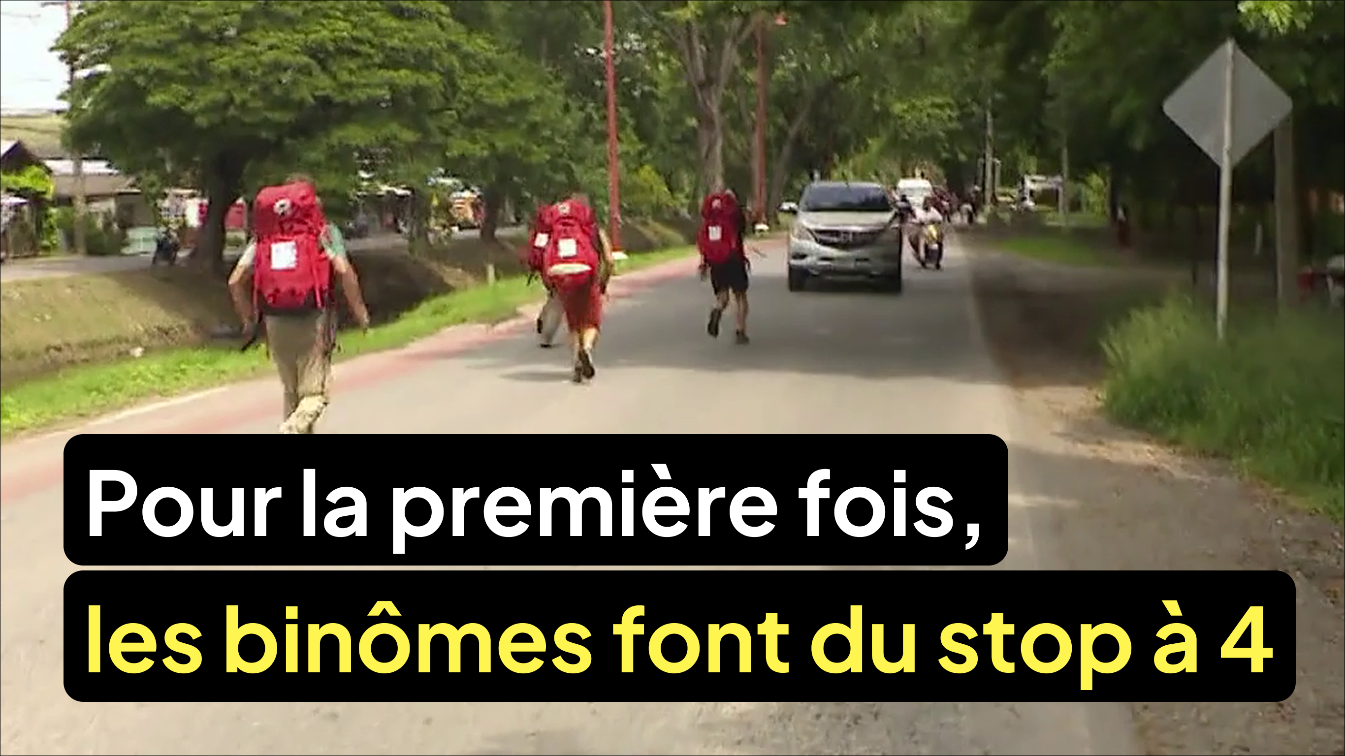 Pour la première fois, les binômes font du stop à quatre