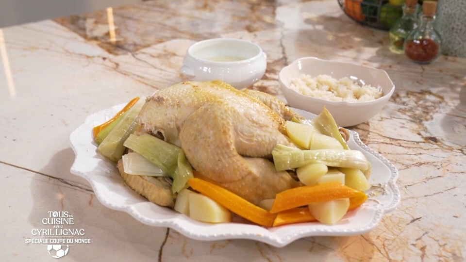 Poule au pot, sauce poulette et Tarte aux noix
