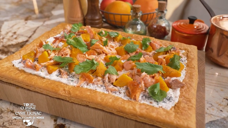 Salade César aux épices douces et Grande tarte feuilletée