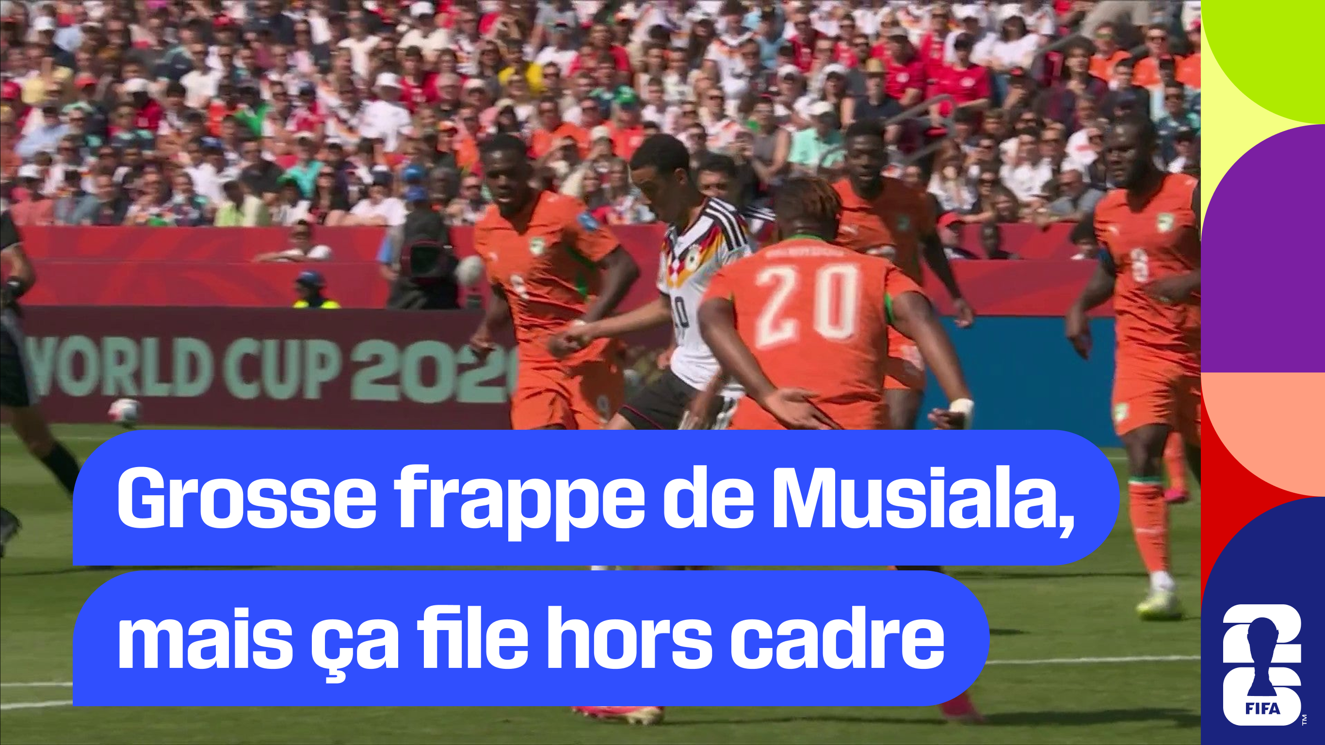 Grosse frappe de Musiala, mais ça file hors cadre