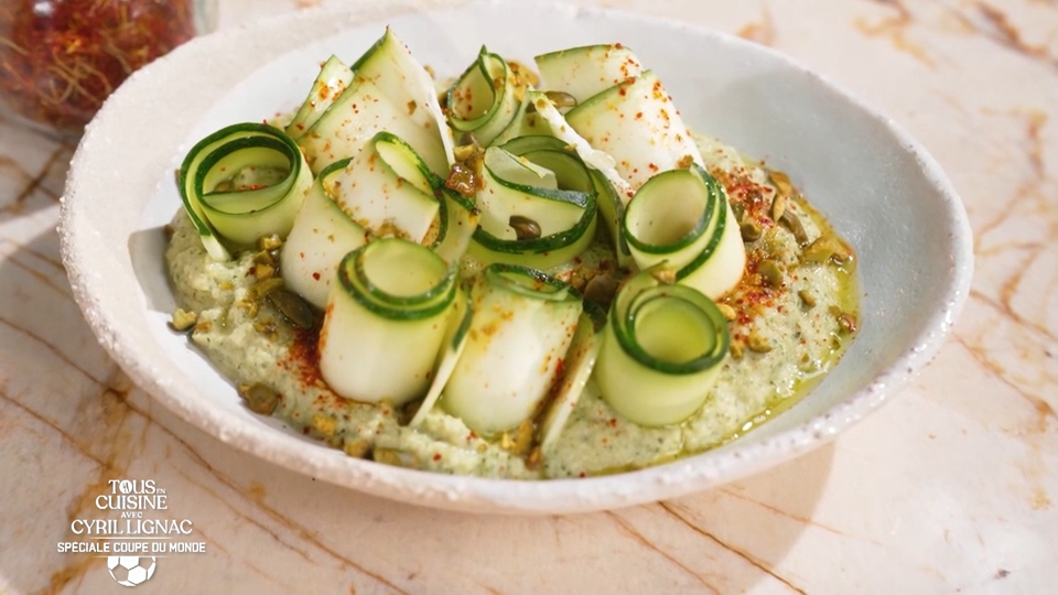 Arroz con pollo et Houmous de courgette