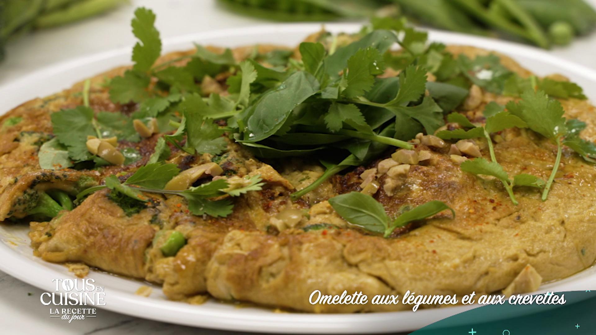 Omelette aux crevettes et aux légumes